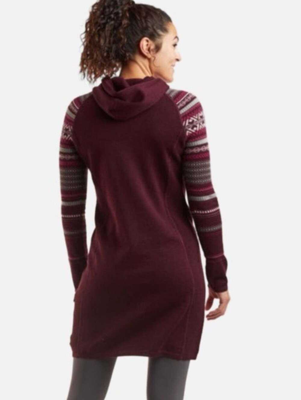 Krimson Klover Mover Maker Hoodie Wool Blend Sweater Dress Merlot Size M